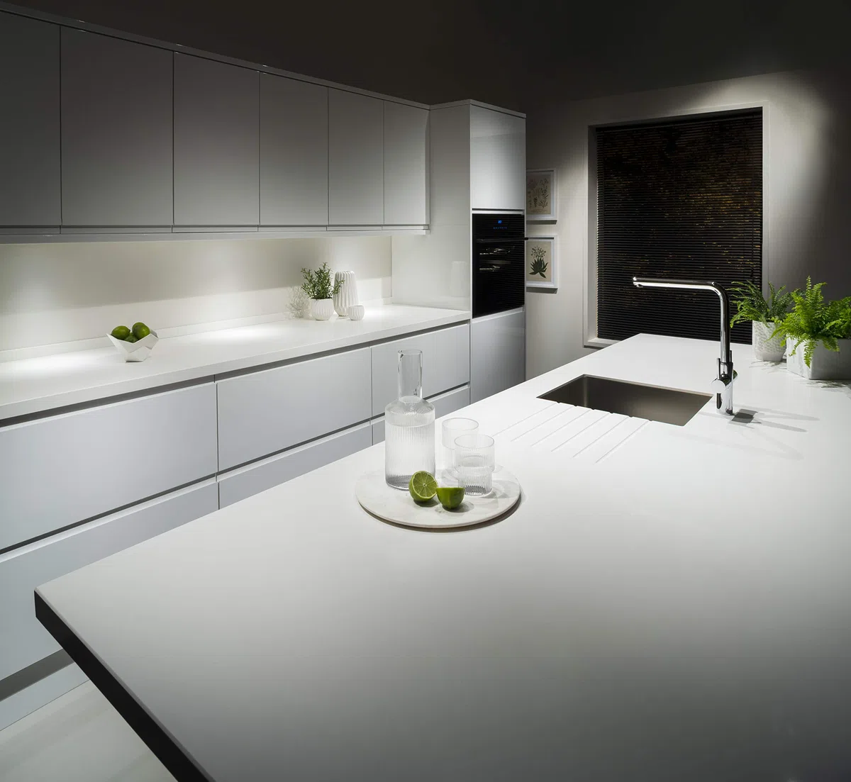 Maxtop Plan de travail de cuisine en quartz 1500 x 600mm blanc pur