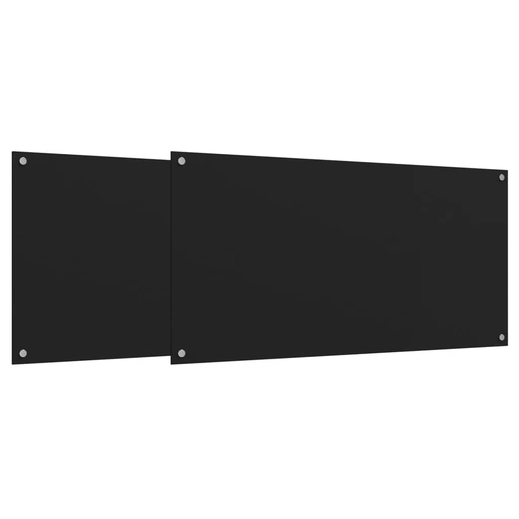 Furniture select-Lot de 2 crédence de cuisine en verre trempé Noir 80 x 60 cm
