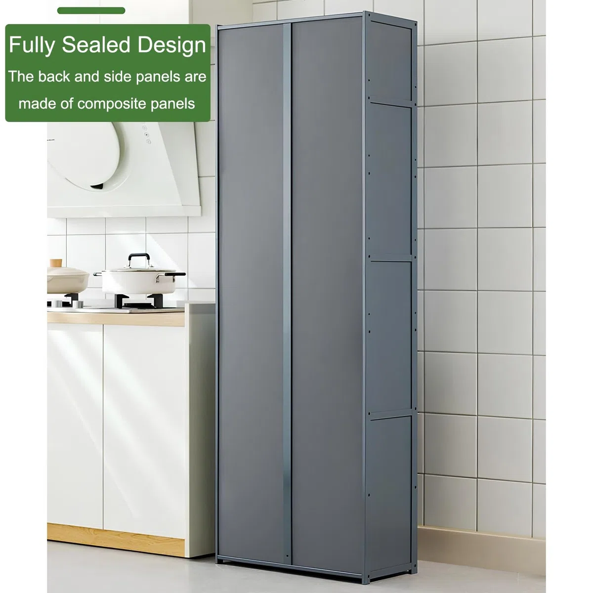 Meuble de rangement polyvalent autonome pour cuisine, garde-manger, buffet avec portes et étagères, idéal pour cuisine, salle à manger, salon, 60 x 30 x 175 cm