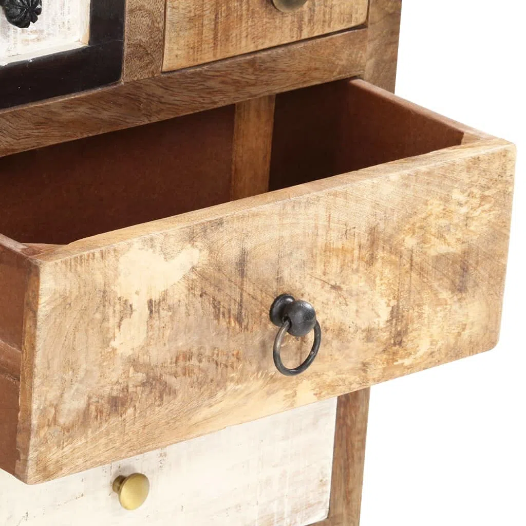 Mufak Dolabı Meuble haut avec tiroirs - 45 x 30 x 105 cm - En bois vieilli massif - Buffet multifonction - Pour bureau, salon, chambre à coucher, cuisine