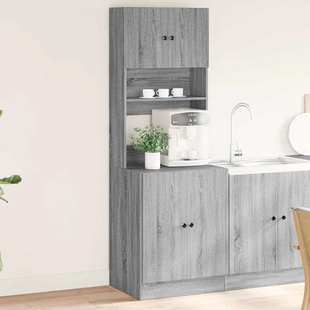 Armoire de cuisine gris sonoma 60 x 50 x 180 cm en bois avec beaucoup d'espace de rangement pour cuisine, salon, garde-manger, salle de bain ou commercial, avec tiroirs, portes et support
