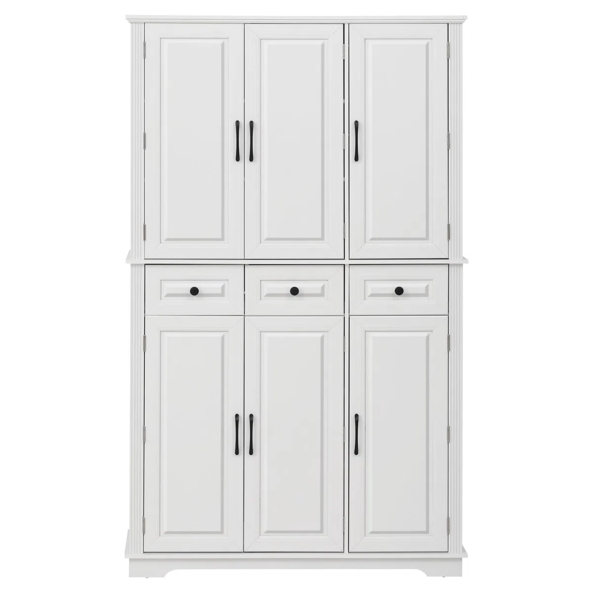 Armoire de rangement autoportante en bois avec 3 plateaux coulissants, 3 tiroirs et 6 étagères réglables pour cuisine et salle à manger 183 cm de haut