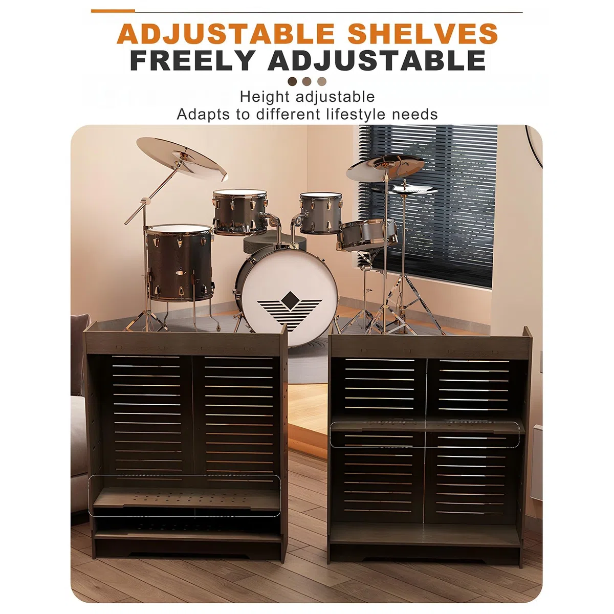 Slish Armoire Sto en bois avec portes et étagères pour salon, chambre à coucher, bureau (50 x 65 x 25 cm)