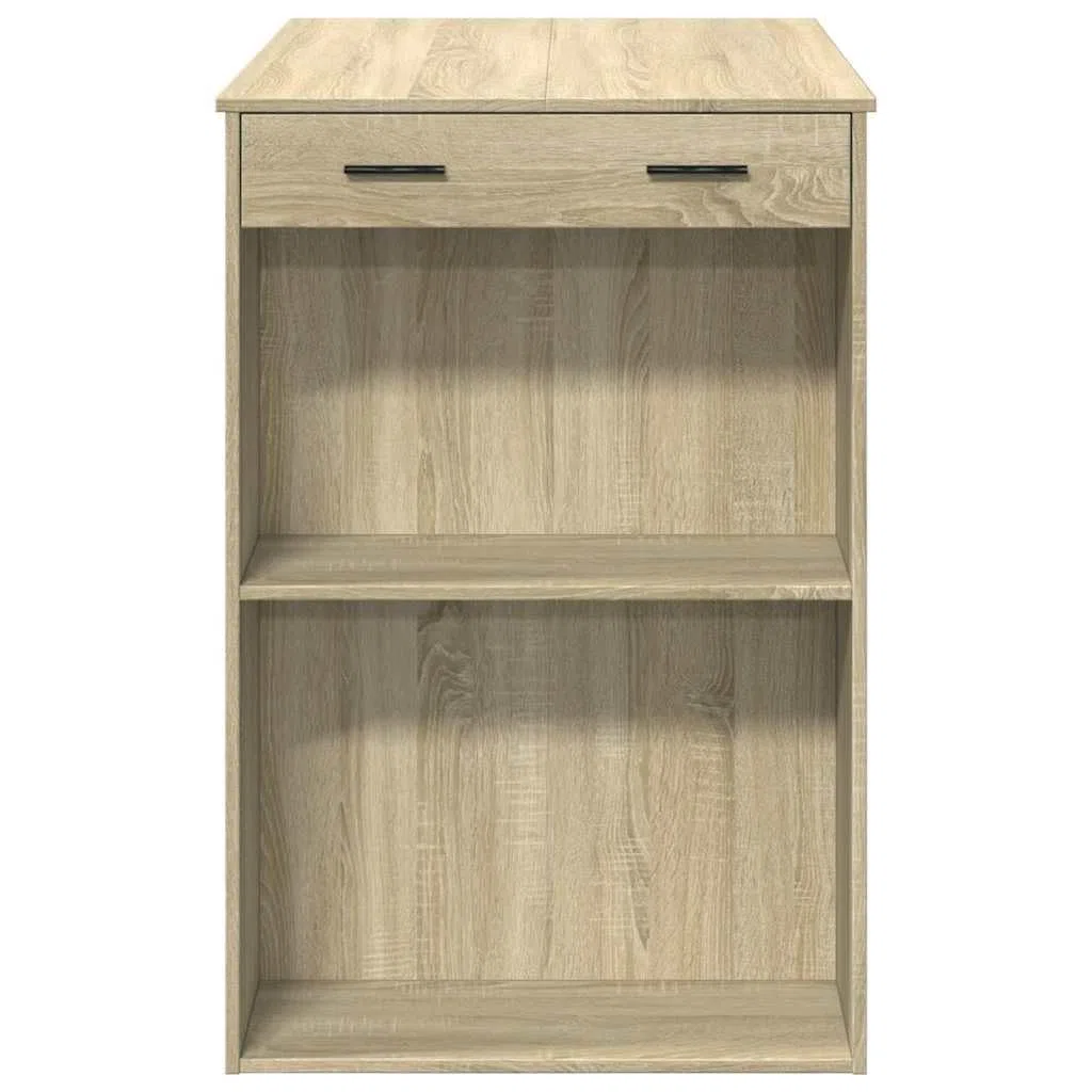 Table de Bar chêne Sonoma en Bois d'ingénierie 102x70x103,5 cm avec tiroir et étagères, Meuble de Rangement pour Cuisine Salon Salle à Manger Espace Convivial