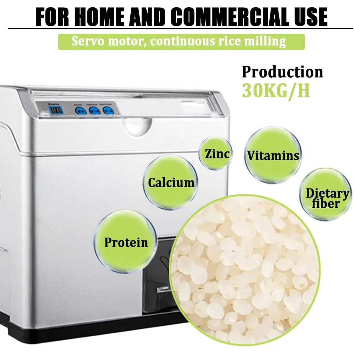Machine Électrique De Décorticage Et Dégrenage du Riz, Séparateur De Son De Riz Automatique De 500 W, Décortiqueuse De Céréales De Blé De 30 Kg/h, Vitesse Réglable, pour Riz Brun Clair Et Riz
