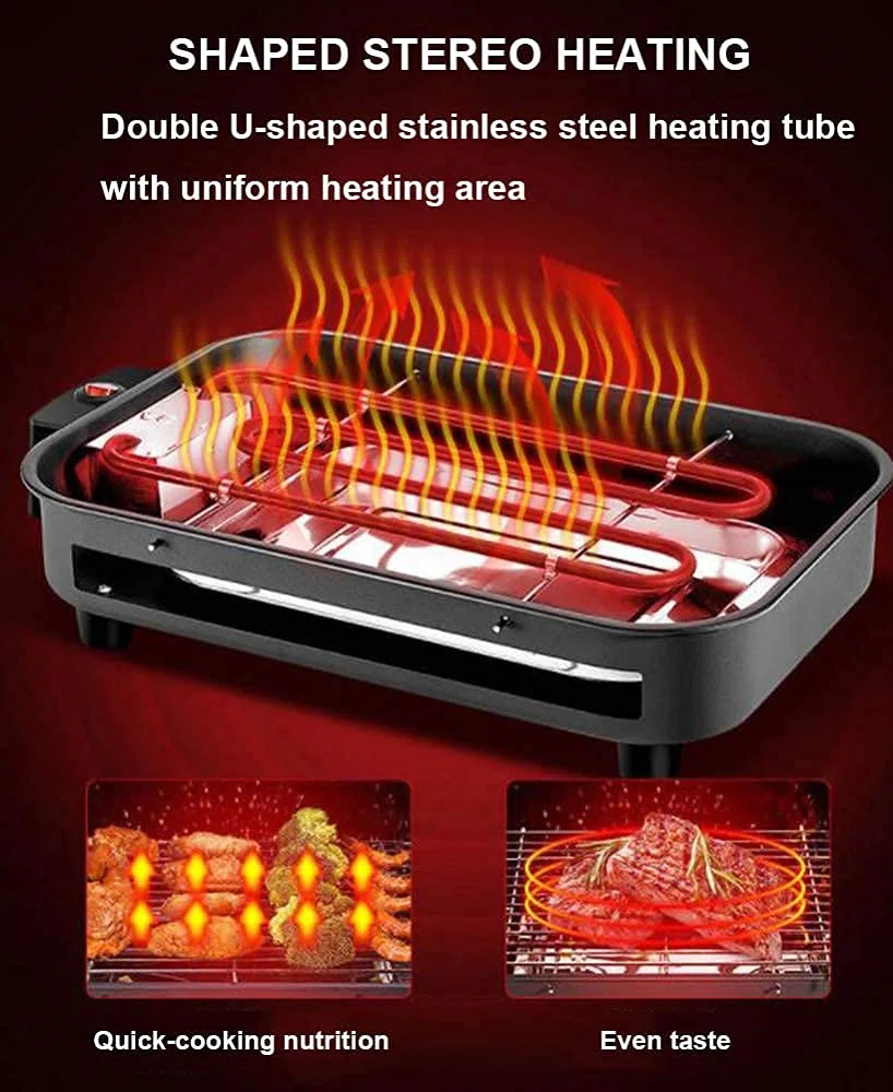 ADITAM Dessus de Table électrique Teppanyaki Grill Plaque chauffante Intérieur/extérieur Cuisinière Grill Table Hot BBQ Plate for Kitchen Dinner Party Camping Festival Cooking Double The Comfort