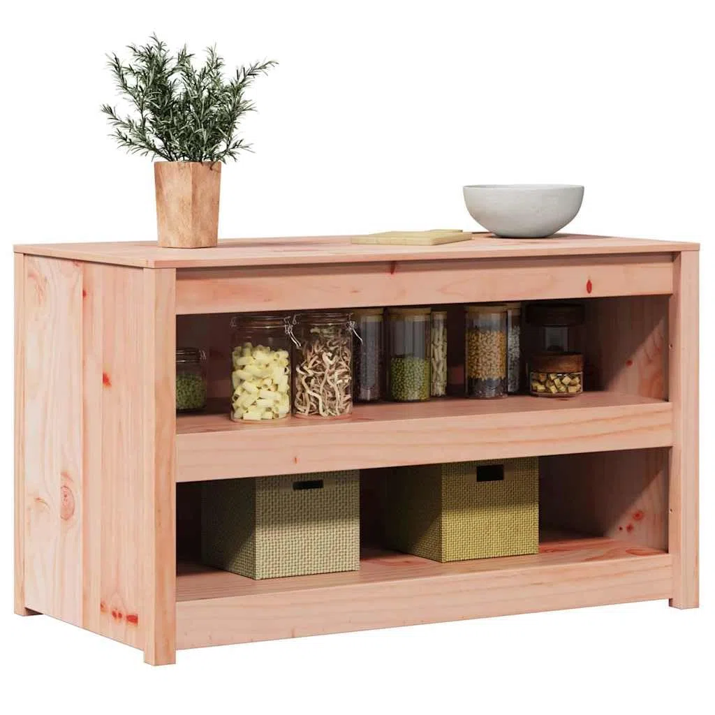 MEPPEL Armoire de cuisine marron aspect chêne en pin massif 106 x 55 x 64 cm avec beaucoup d'espace de rangement, étagères, porte et tiroir pour vaisselle, couverts