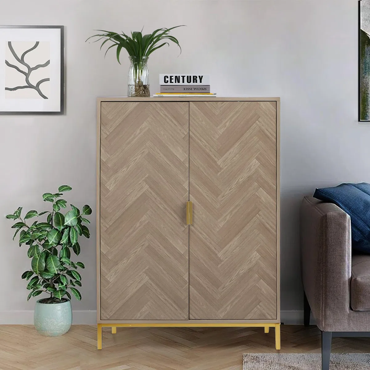 Buffet de rangement moderne avec 3 étagères réglables