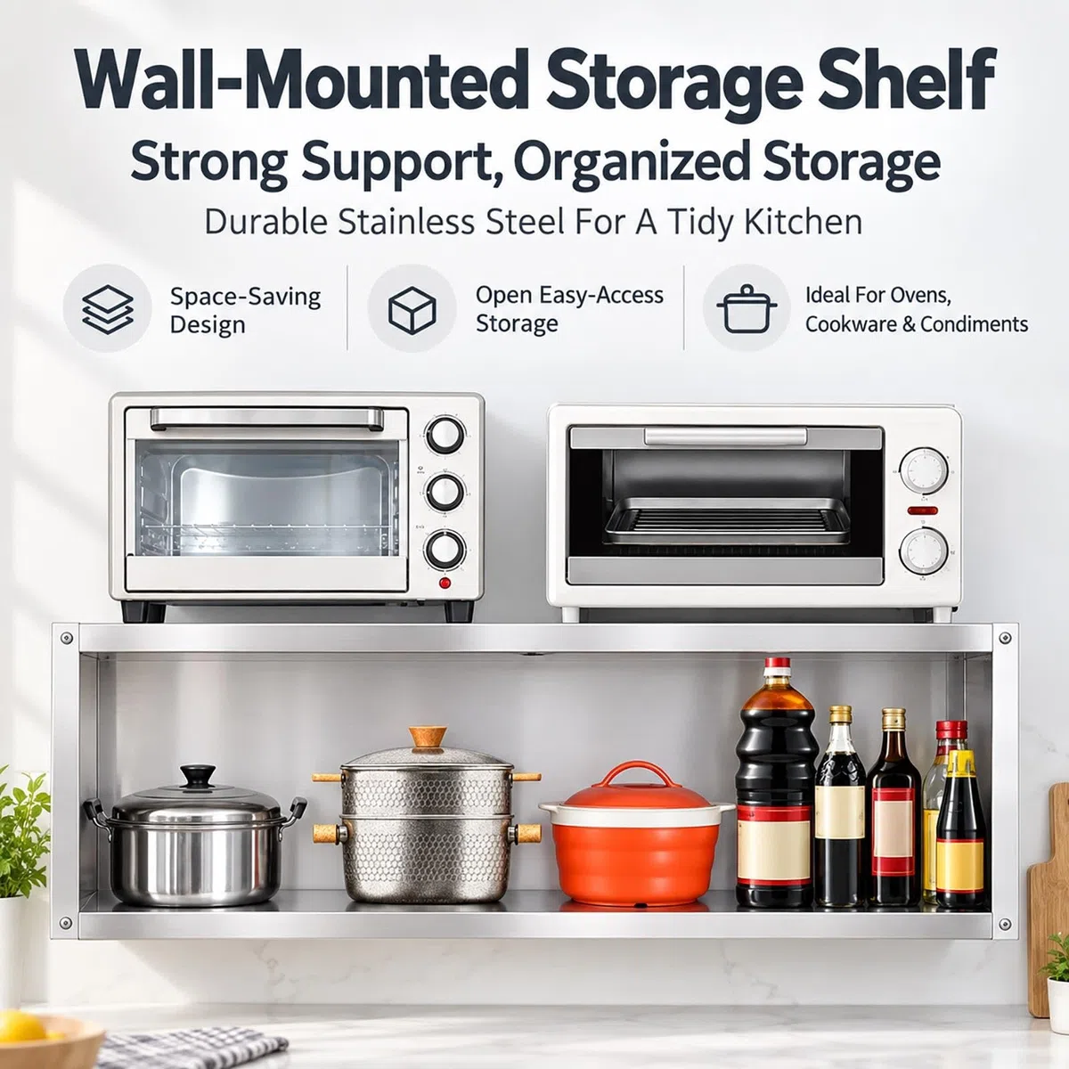 FQMYLTYN Armoire Murale en Acier Inoxydable, Étagère de Cuisine Réglable