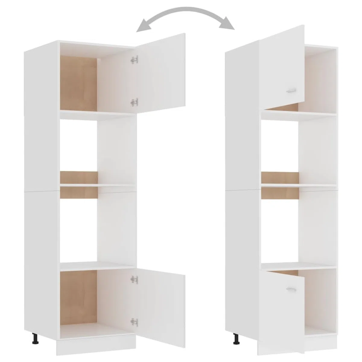 Armoire à Micro-Ondes Blanc 60x57x207 cm Aggloméré Meuble Four Et Micro Ondes,Olonne Four Encastrable
