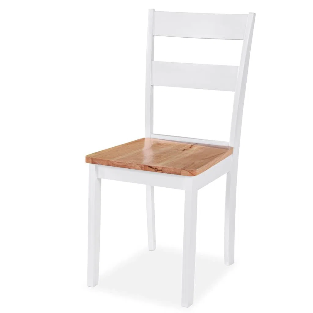 Makastle Ensemble Salle à Manger 3 pcs MDF et Hévéa Blanc