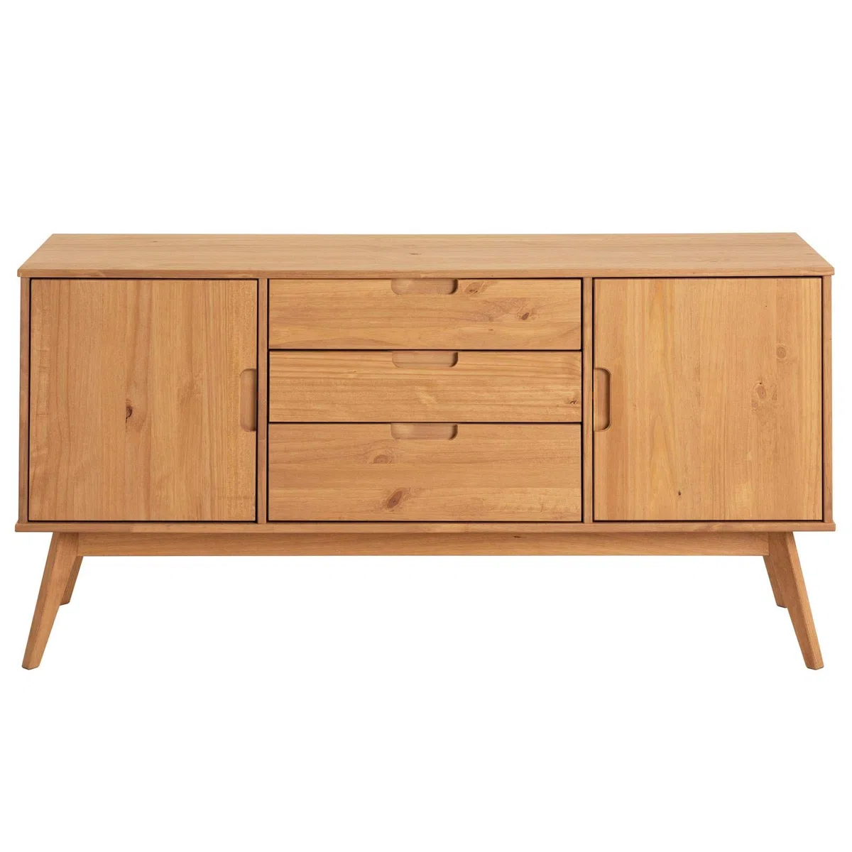 IDIMEX Buffet Salle à Manger Tivoli L 145 cm en Bois Massif Finition Bois Naturel teinté avec 3 tiroirs et 2 Portes battantes, Un Meuble de Rangement Style scandinave, Finition élégante