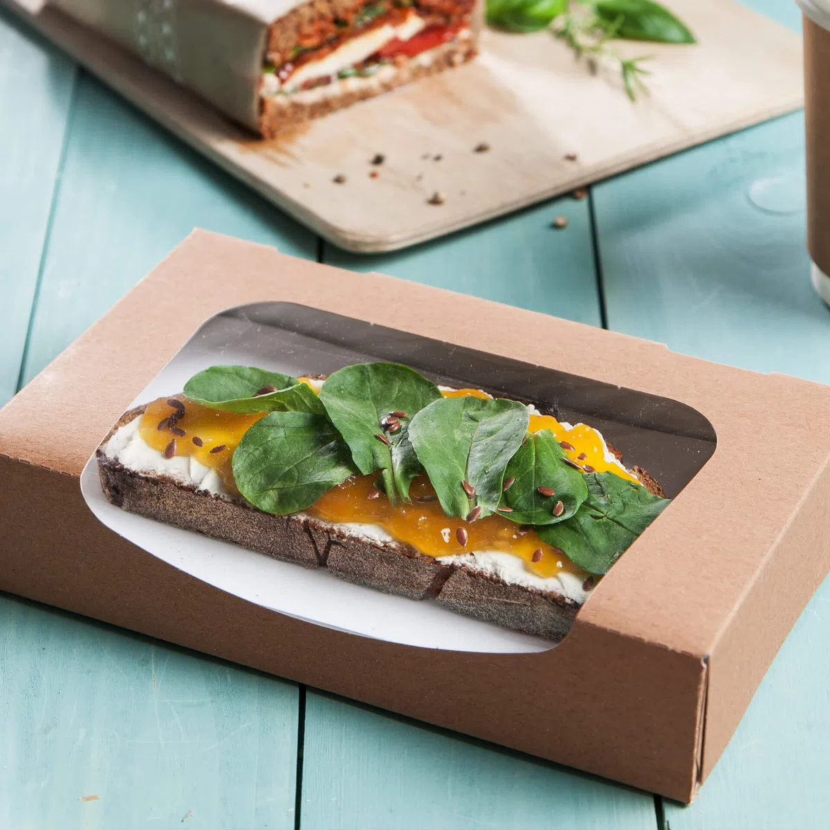 BIOZOYG Boîtes en carton bio avec fenêtre I Boîtes à emporter avec grande fenêtre en PLA - étanche aux liquides - compostable I 400 boîtes à pâtisserie I boîte à gâteau 900ml