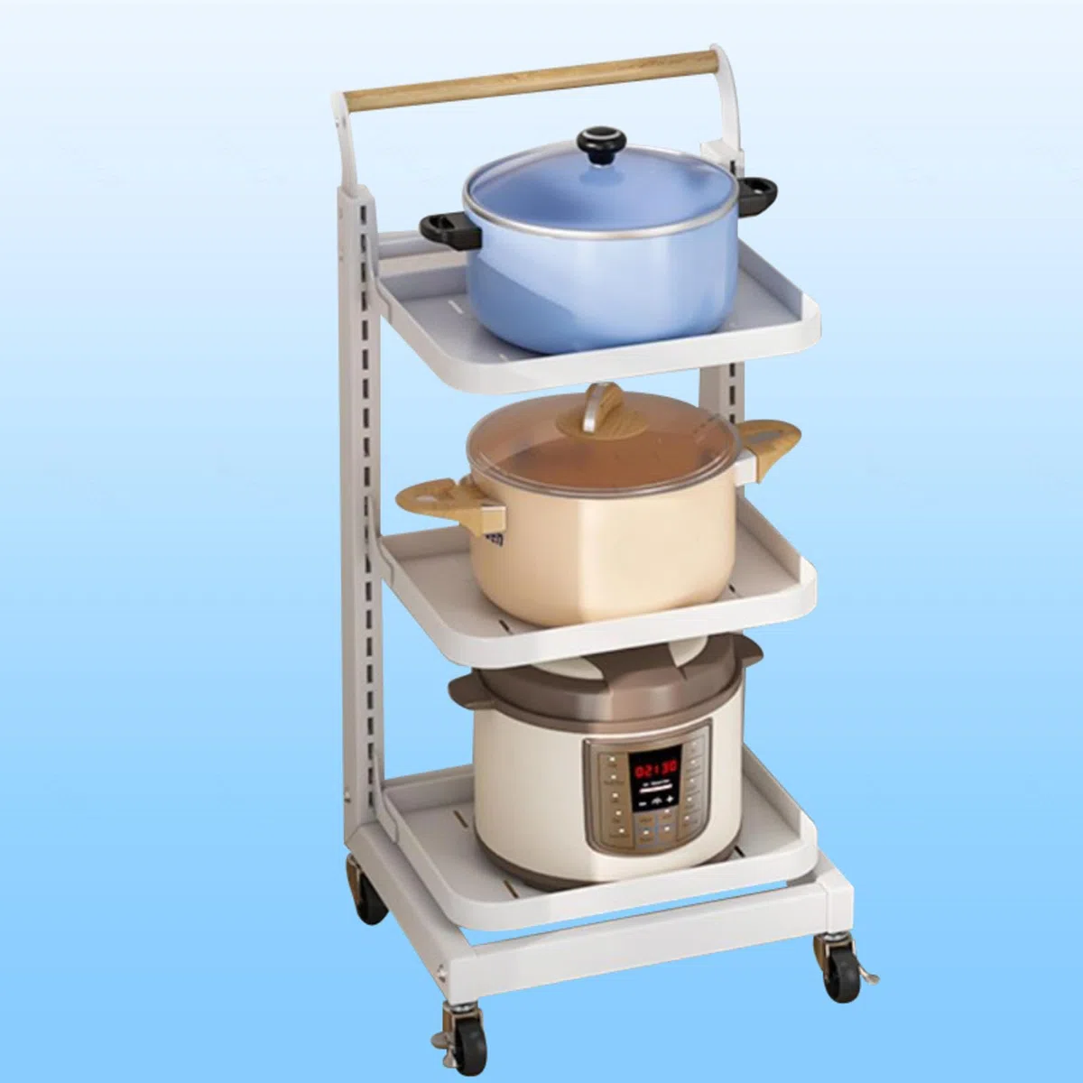 Armoire interne pour casseroles et poêles - Économie d'espace - Étagère de cuisine en métal de 3 x 3 cm - Tiroir blanc - Solution de rangement pour armoires et assiettes de cuisine.