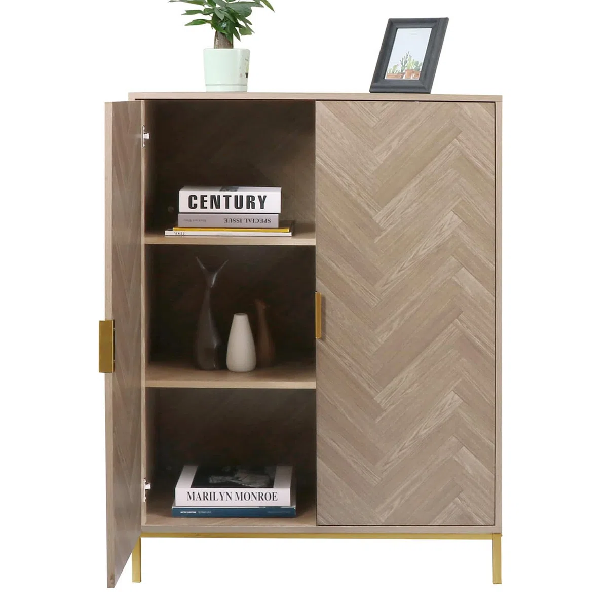 Buffet de rangement moderne avec 3 étagères réglables