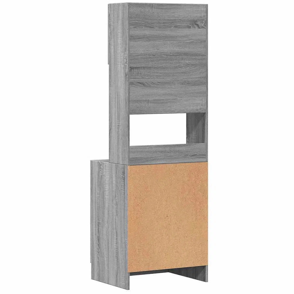 Armoire de cuisine gris sonoma 60 x 50 x 180 cm en bois avec beaucoup d'espace de rangement pour cuisine, salon, garde-manger, salle de bain ou commercial, avec tiroirs, portes et support
