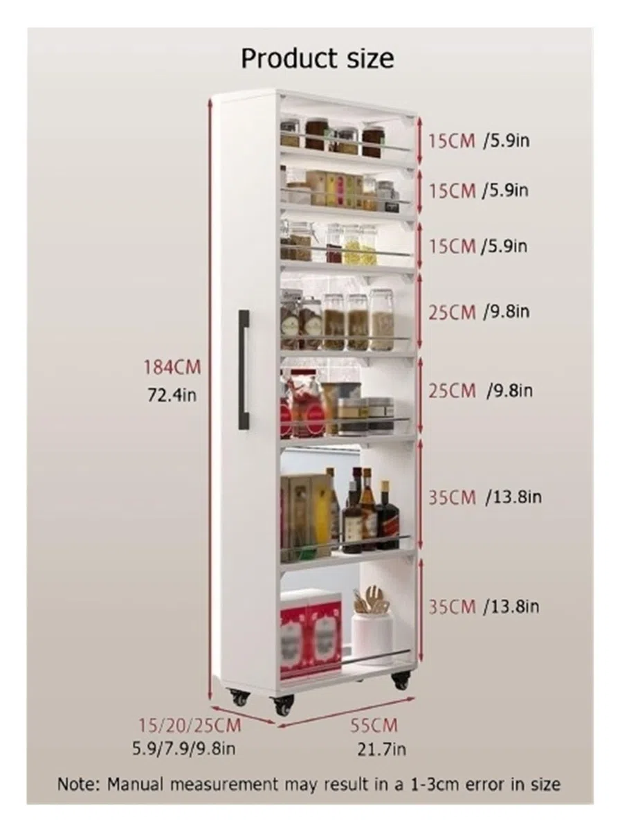 Étagère à épices fine à 7 niveaux avec roulettes – Chariot de rangement étroit de 15 cm pour cuisine – Étagères réglables pour garde-manger et restaurant – Solution de cuisine peu encombrante