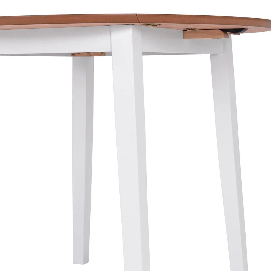 Makastle Ensemble Salle à Manger 3 pcs MDF et Hévéa Blanc