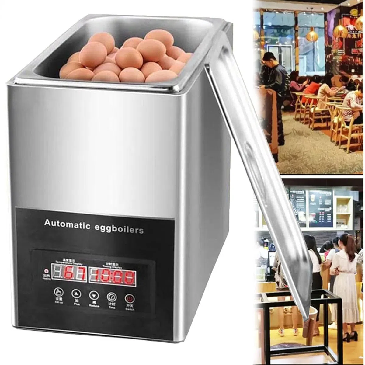 Cuiseur à œufs, pocheuse et Machine à Omelette électrique, Multifonction, très Grande capacité pour 50 œufs, arrêt Automatique, Acier Inoxydable 800 W
