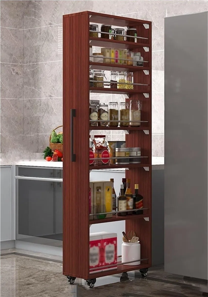 Étagère à épices fine à 7 niveaux avec roulettes – Chariot de rangement étroit de 15 cm pour cuisine – Étagères réglables pour garde-manger et restaurant – Solution de cuisine peu encombrante