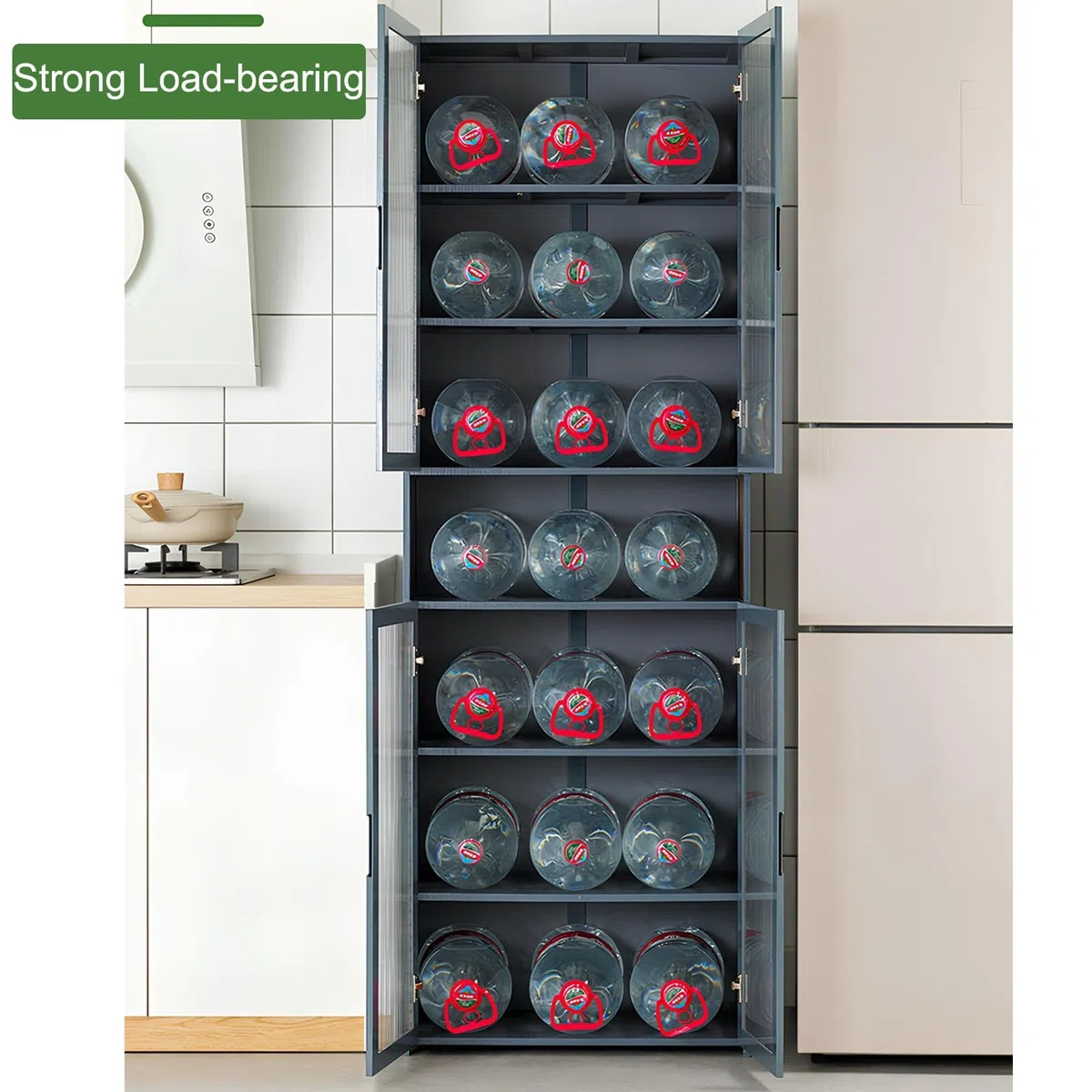 Meuble de rangement polyvalent autonome pour cuisine, garde-manger, buffet avec portes et étagères, idéal pour cuisine, salle à manger, salon, 60 x 30 x 175 cm