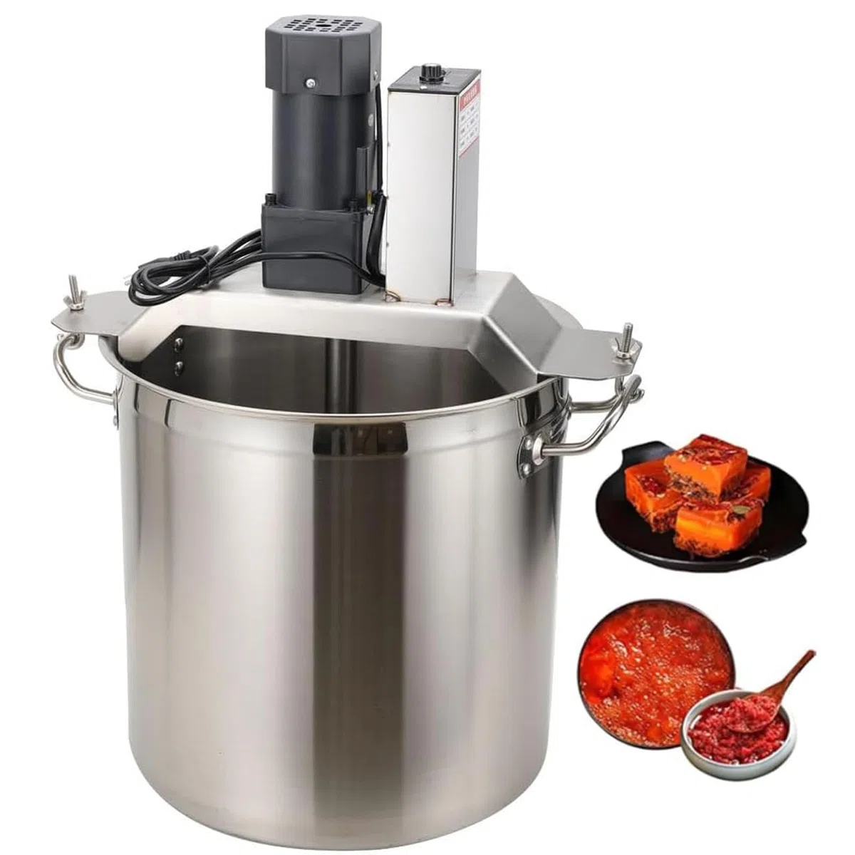 Cuiseur-Mélangeur Automatique 40L/80L INOX - Équipement Pro pour Soupes, Chili, Sauces, Boissons, Confitures & Porridge avec 4 Racloirs