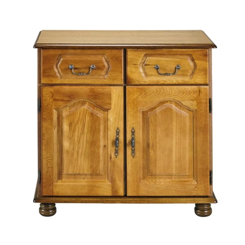 Bahut Chêne Rustique 2 Portes 2 Tiroirs 2 Niches L 82 H 77 P 41 cm