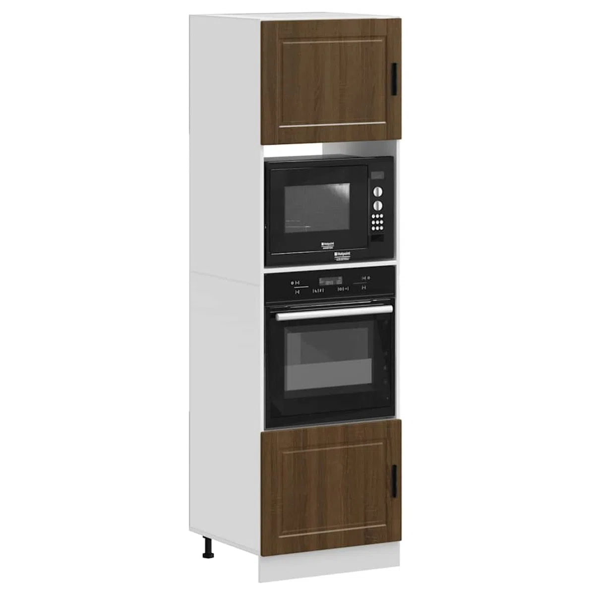 ATOMSTACK MAKER Lot de 2 armoires de cuisinière (60 x 57 x 207 cm, aspect chêne marron) – Pieds réglables, matériau en bois, pour cuisine encastrée, armoire de four et micro-ondes, peu encombrant et
