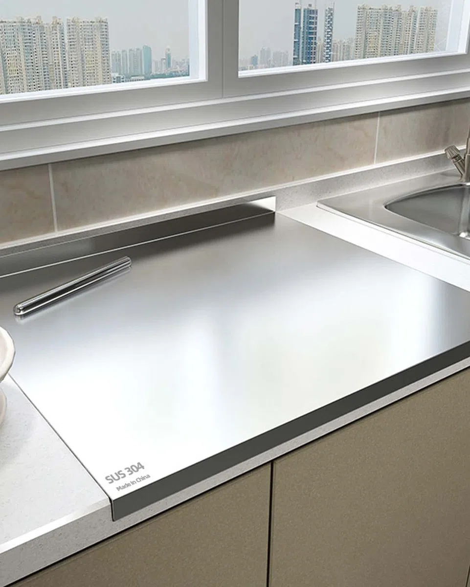 Planche à découper en Acier Inoxydable pour la Cuisine, Grande Planche à découper en Paille de blé pour Viande, légumes, Pain et pâtisserie, Tapis de découpe 22,8 x 40 Pouces (58 x 100 cm),