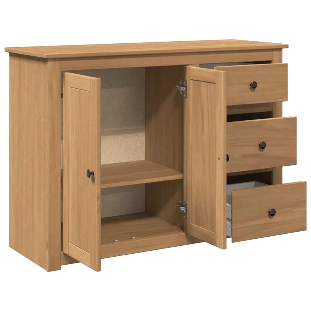 Helloshop26 Buffet bahut Commode Armoire Meuble de Rangement Organisateur Cuisine Salle de séjour Salon avec tiroirs 112 x 40 x 80 cm Bois Massif de pin Marron 02_0030129
