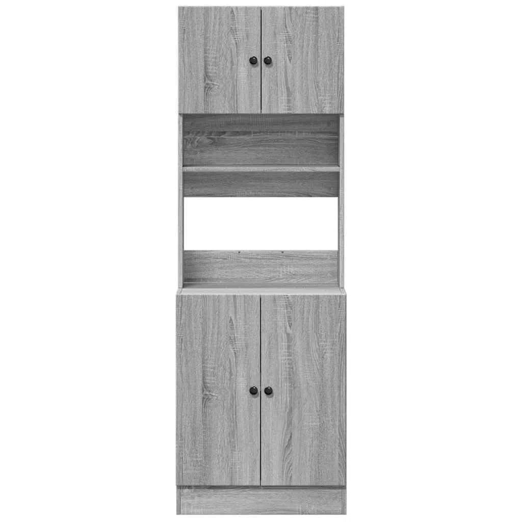 Armoire de cuisine gris sonoma 60 x 50 x 180 cm en bois avec beaucoup d'espace de rangement pour cuisine, salon, garde-manger, salle de bain ou commercial, avec tiroirs, portes et support