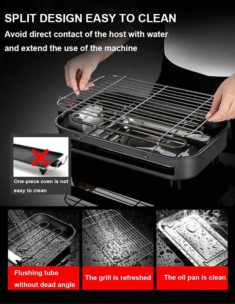 ADITAM Dessus de Table électrique Teppanyaki Grill Plaque chauffante Intérieur/extérieur Cuisinière Grill Table Hot BBQ Plate for Kitchen Dinner Party Camping Festival Cooking Double The Comfort